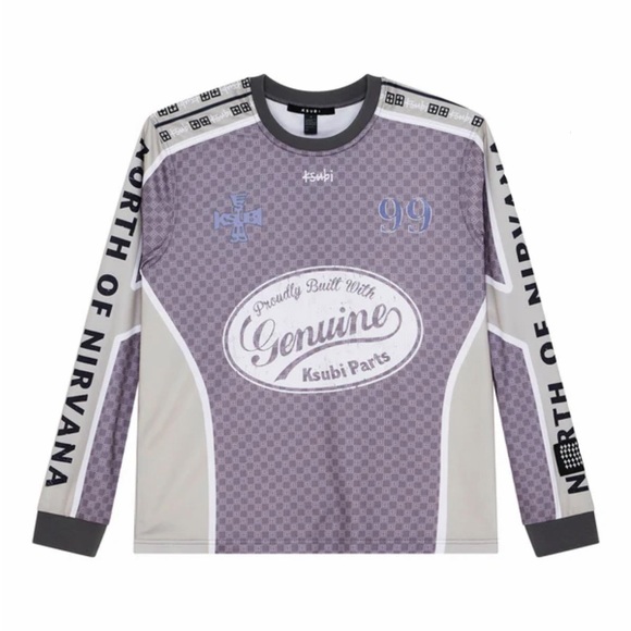 Ksubi Garage Ls Moto Jersey Moss Black purple NWT L - Picture 4 of 8